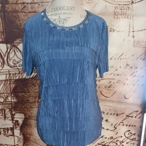 Alfred Dunner Textured Blue Blouse